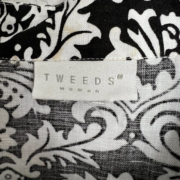 VTG TWEEDS WOMAN White and‎ black Linen blazer Jacket Size M-L (READ) - Picture 2 of 6